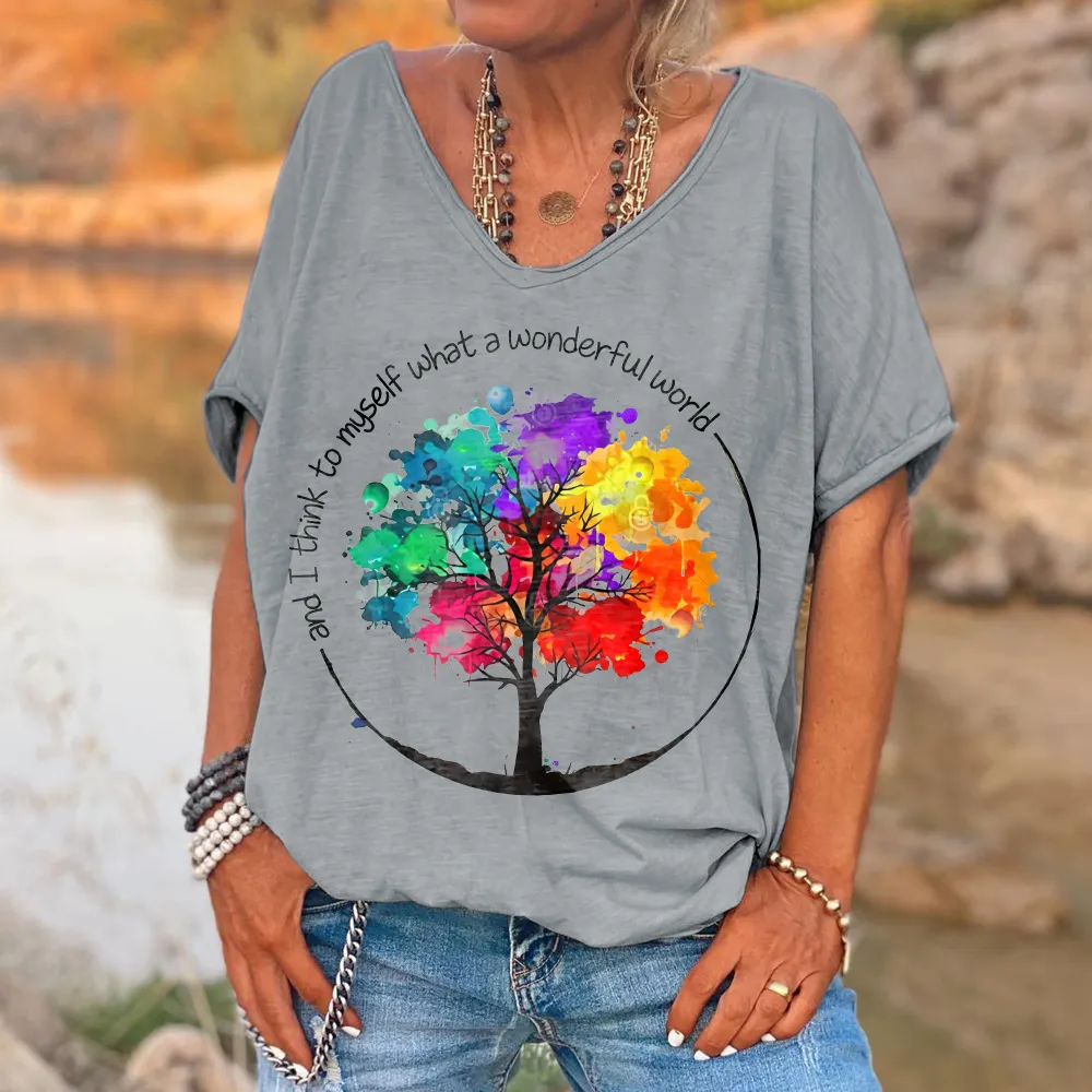 And I Think To Myself What A Wonderful World Printed Women's T-shirt