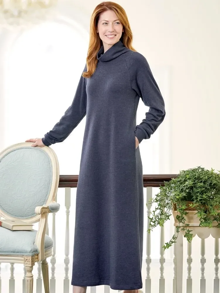 Heathered Sweatshirt Mock-TurtleNeck Popover
