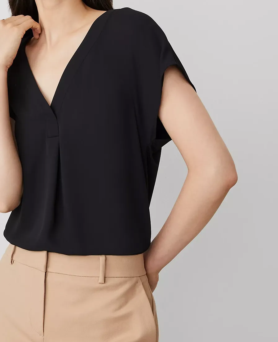 Mixed Media Pleat Front Top