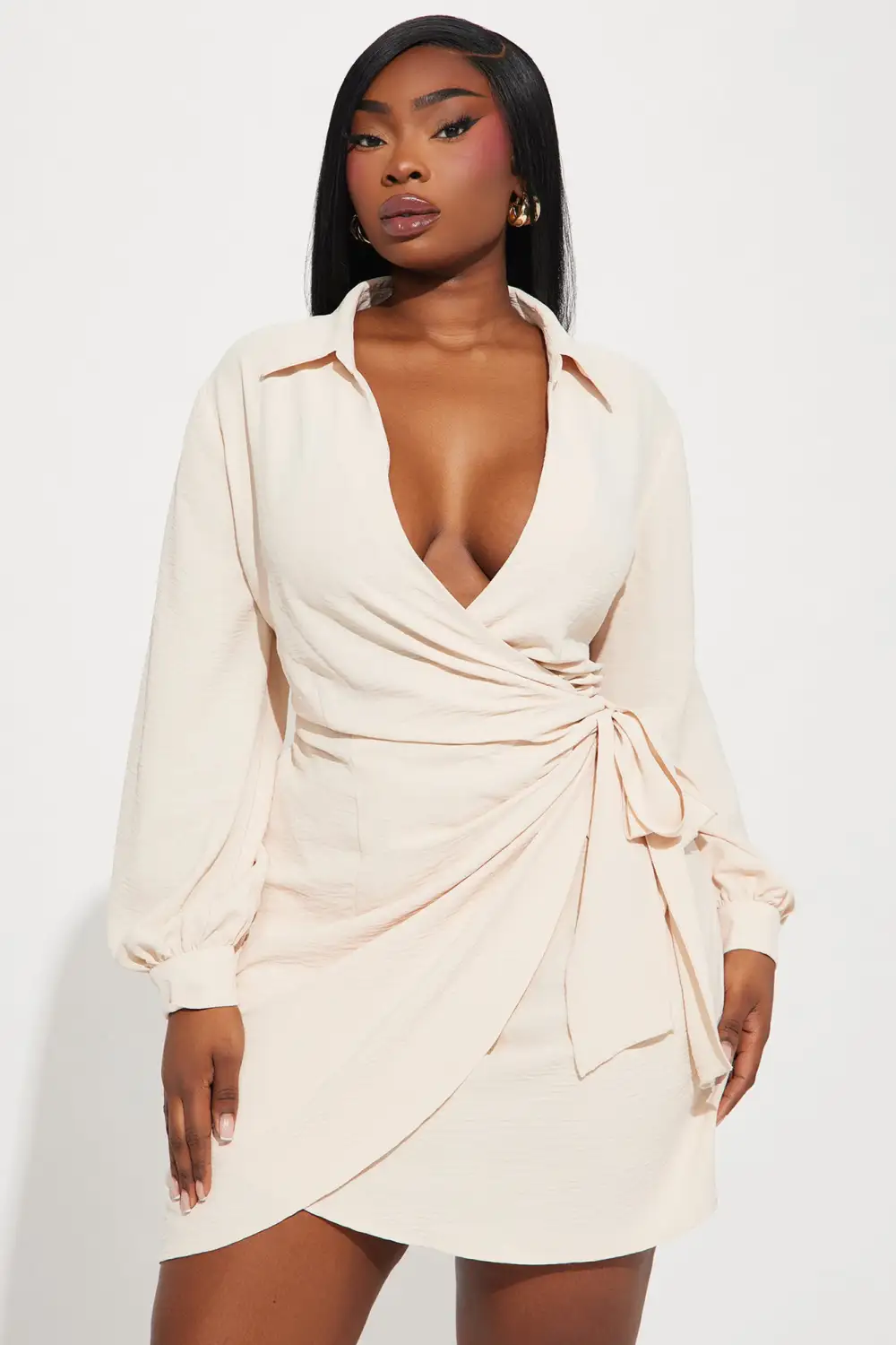 Willow Wrap Mini Dress - Oatmeal