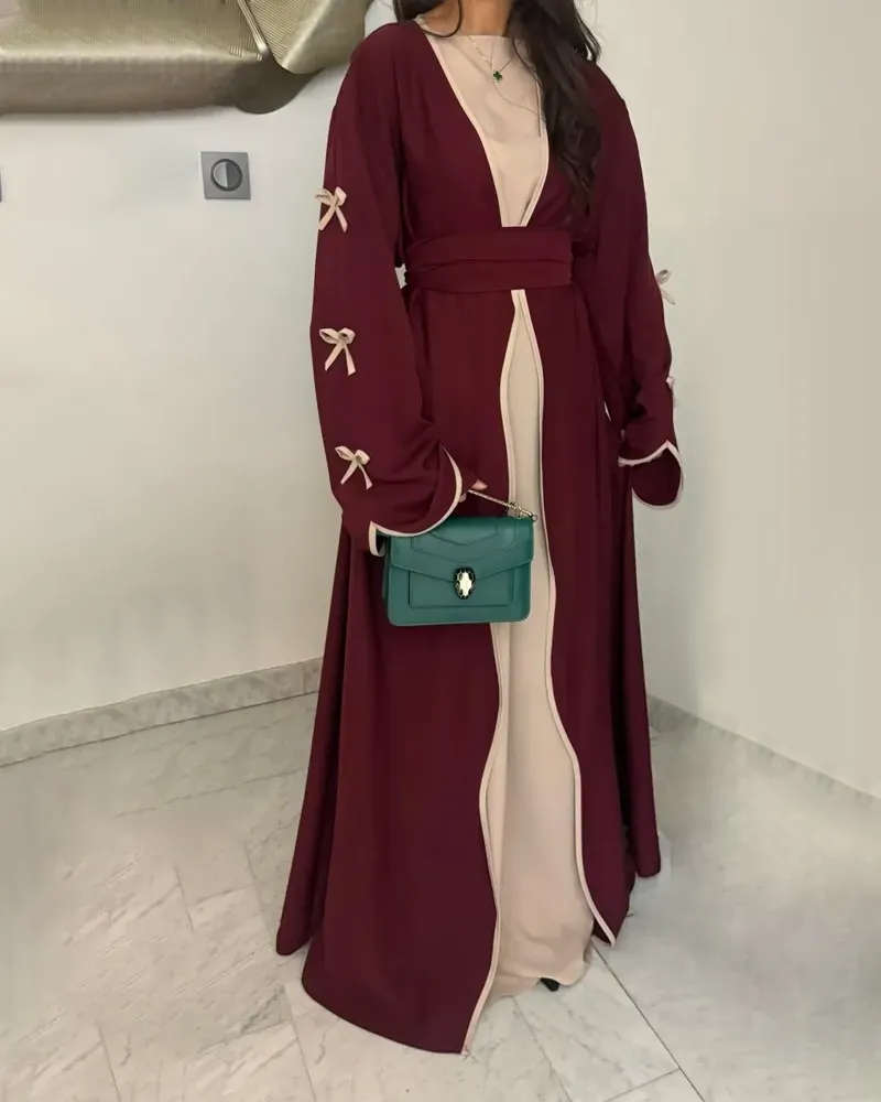 Elegant Bow Cardigan & Dress Two-Piece Set