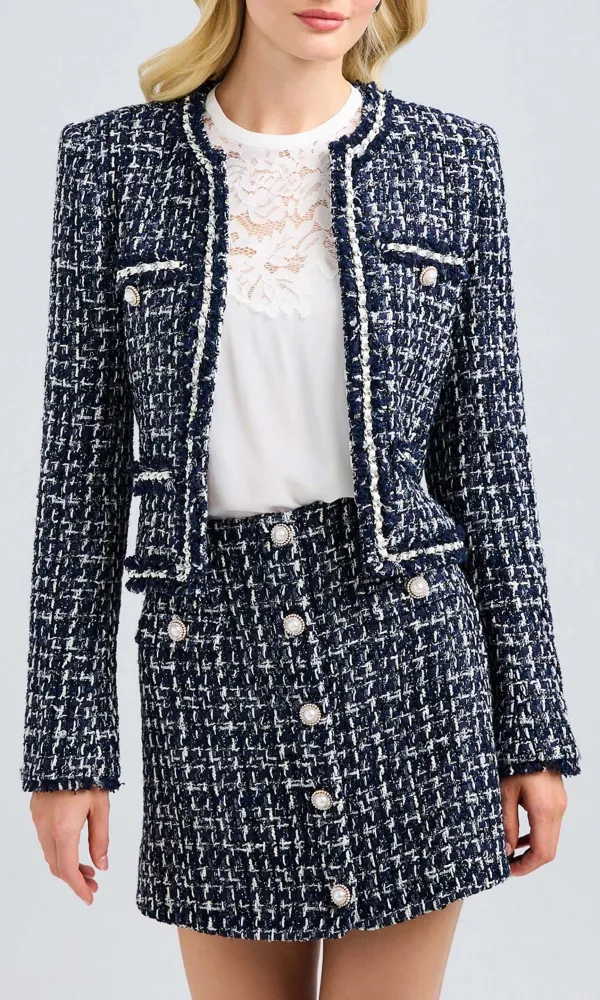 Betsy Buttoned Tweed Blazer
