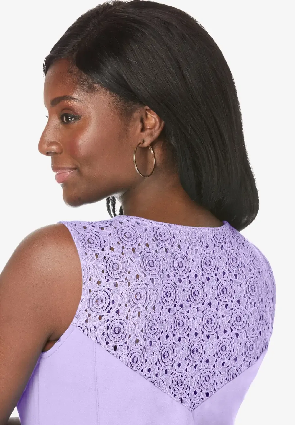 Stretch Cotton Crochet-Back Maxi Dress