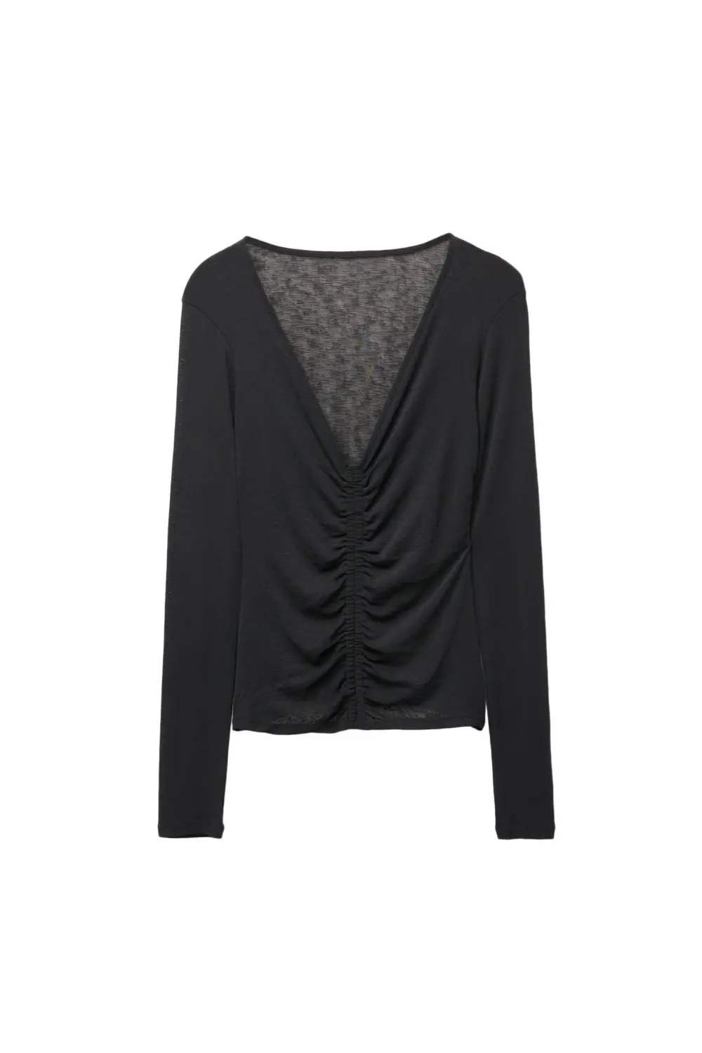 Gathered long sleeve T-shirt