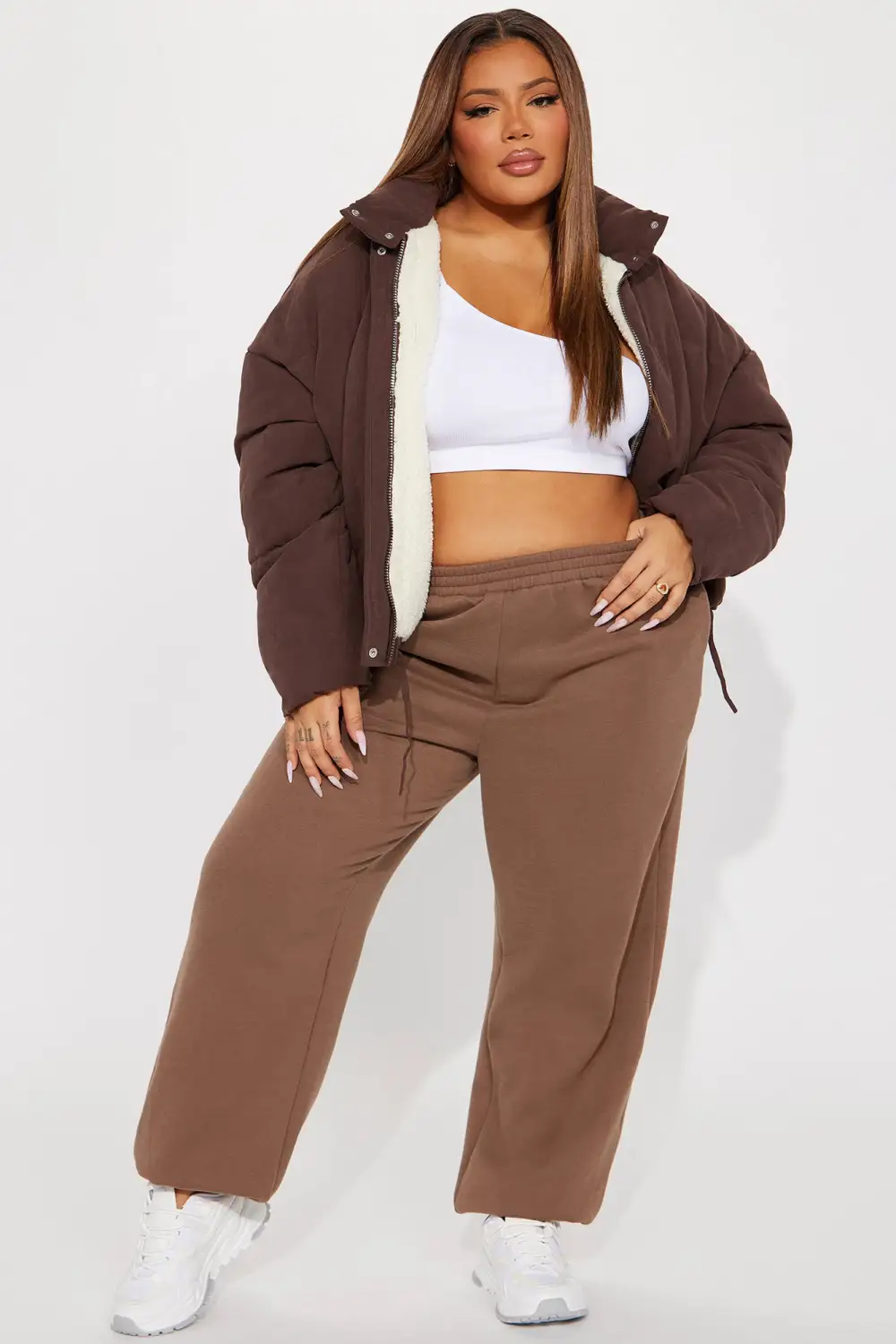 Need You To Get It Together Puffer Jacket - Chocolate