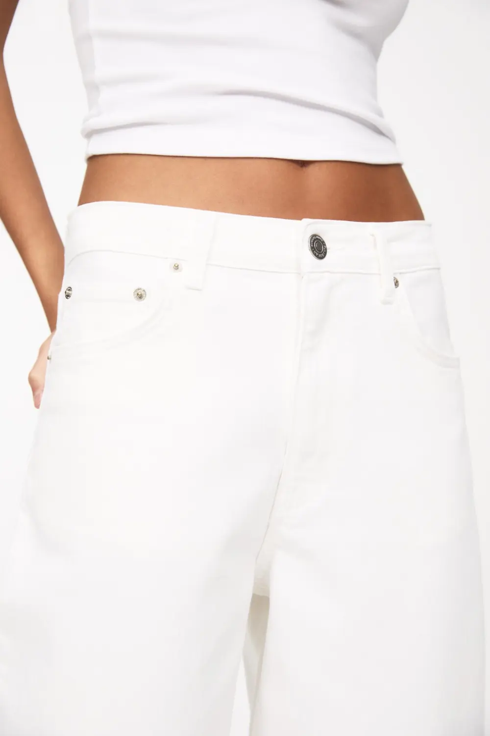 Jeans baggy blancos tiro medio