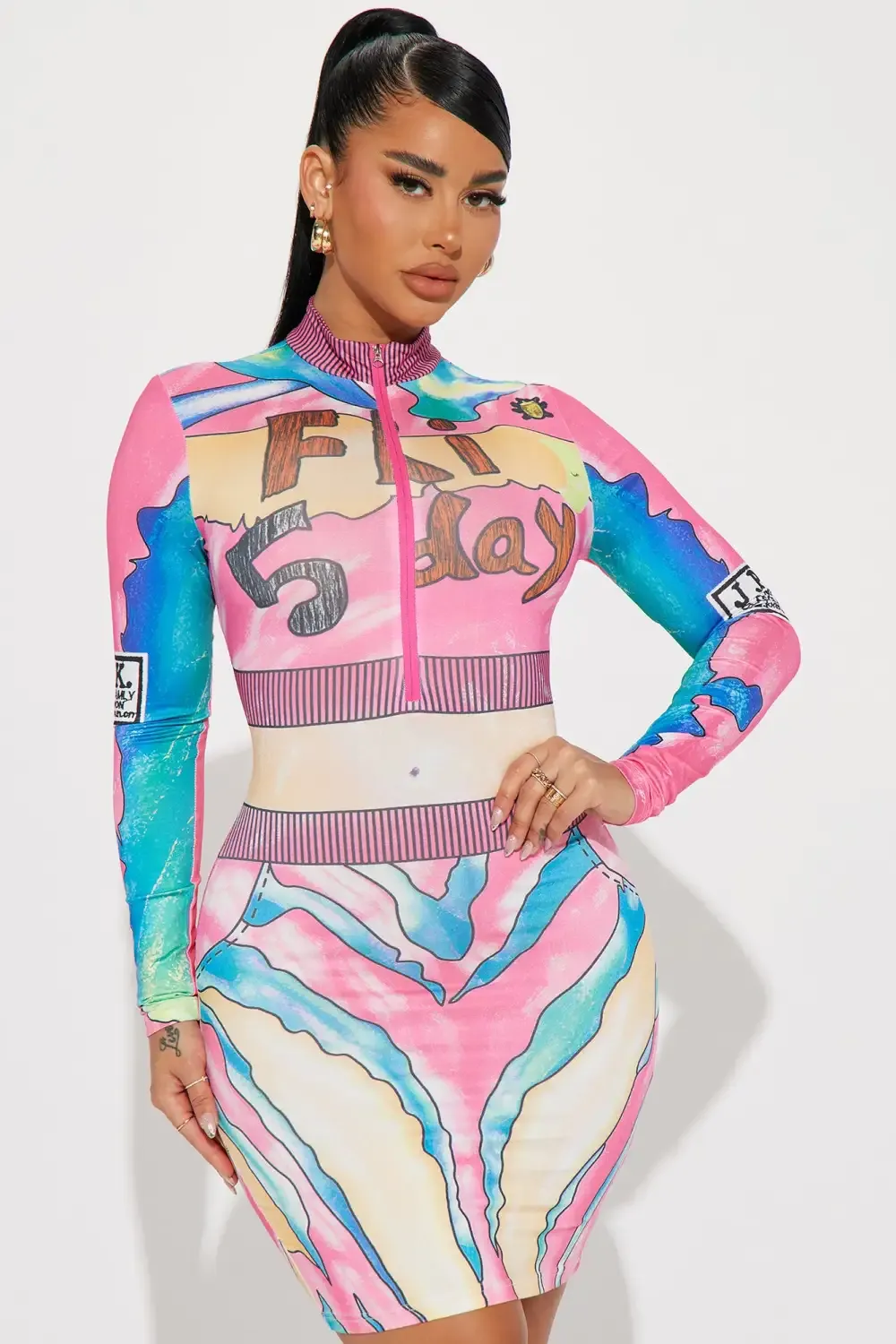 Brielle Printed Mini Dress - Pink/combo