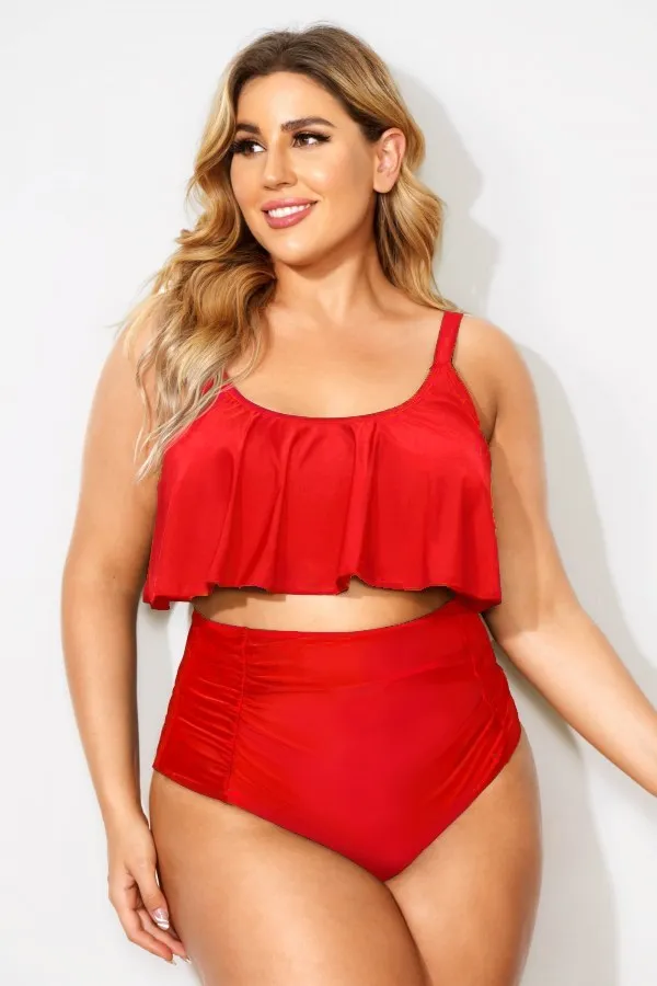 Black Sexy Scoop Neck High Waist Bikini Set