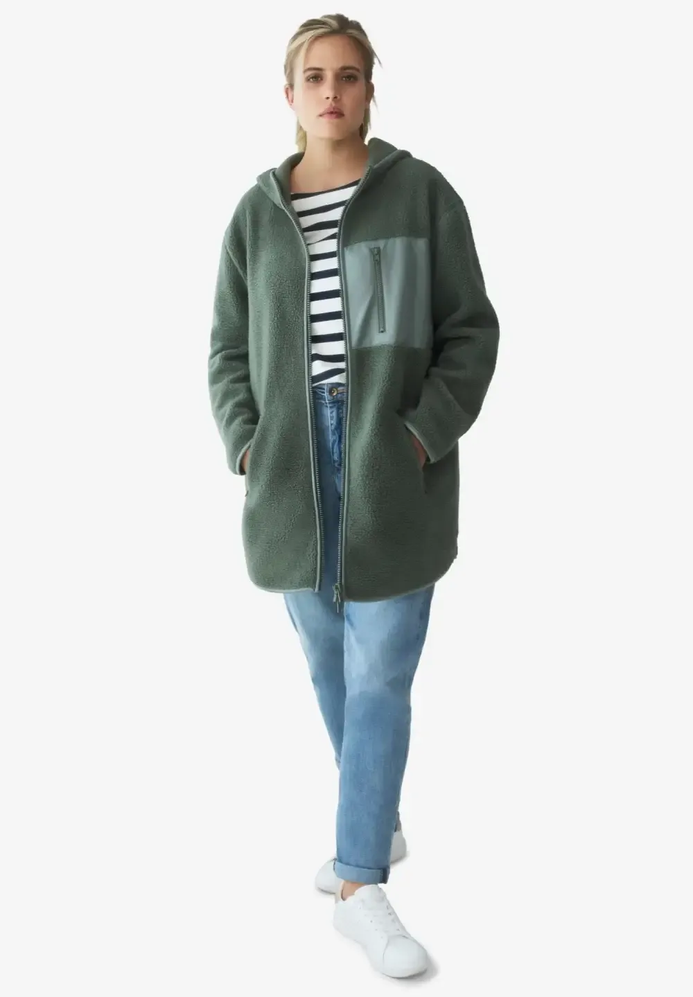 Zip Front Hooded Sherpa Jacket