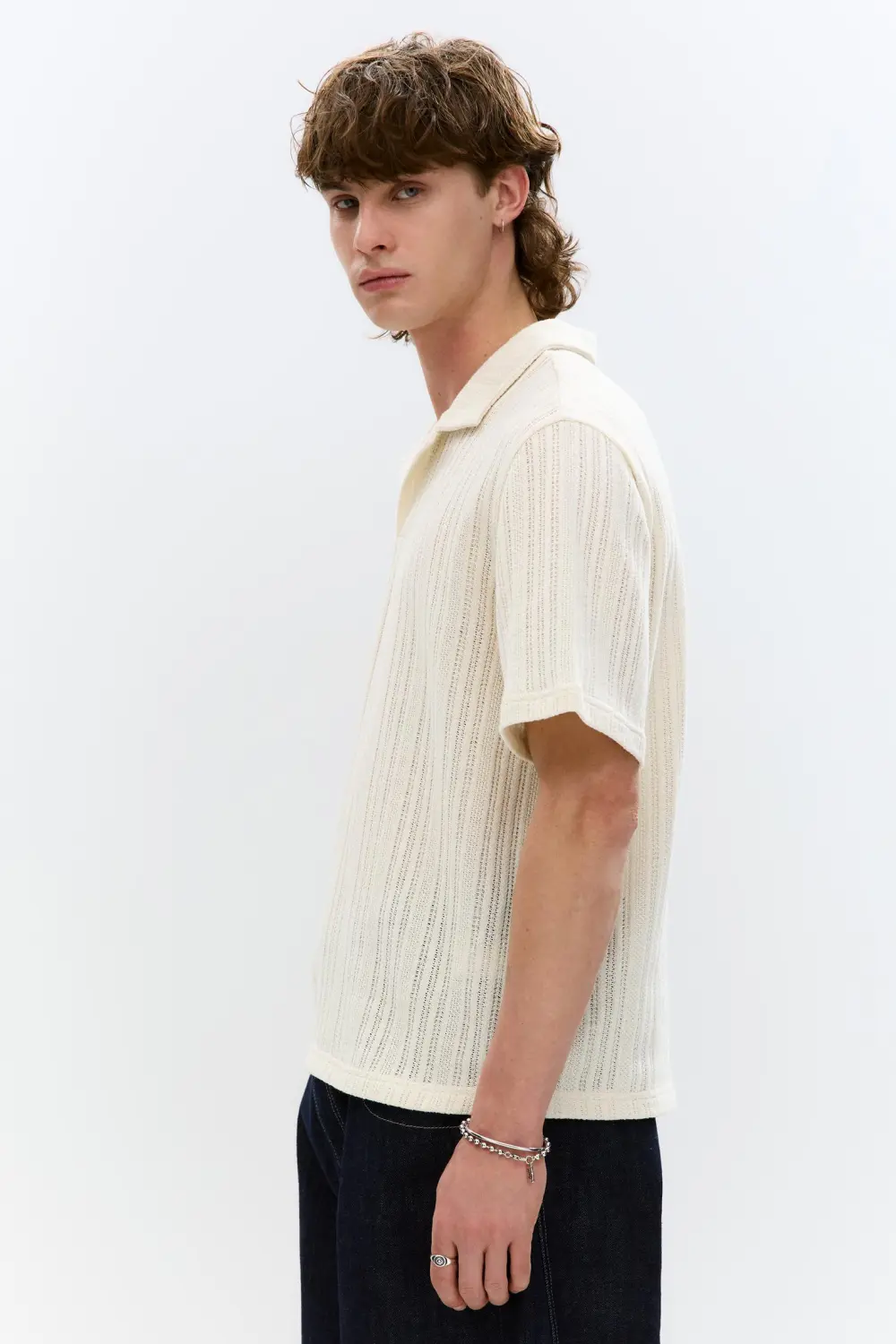 Open-knit polo shirt