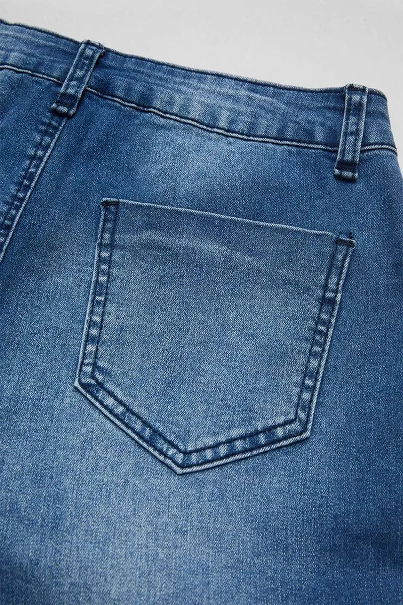 Buckle Strap Flap Pocket Side High Waist Skinny Cargo Jeans