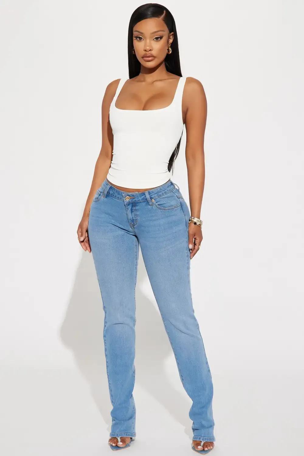 You Got It Low Rise Stretch Slim Straight Leg Jean - Medium Wash