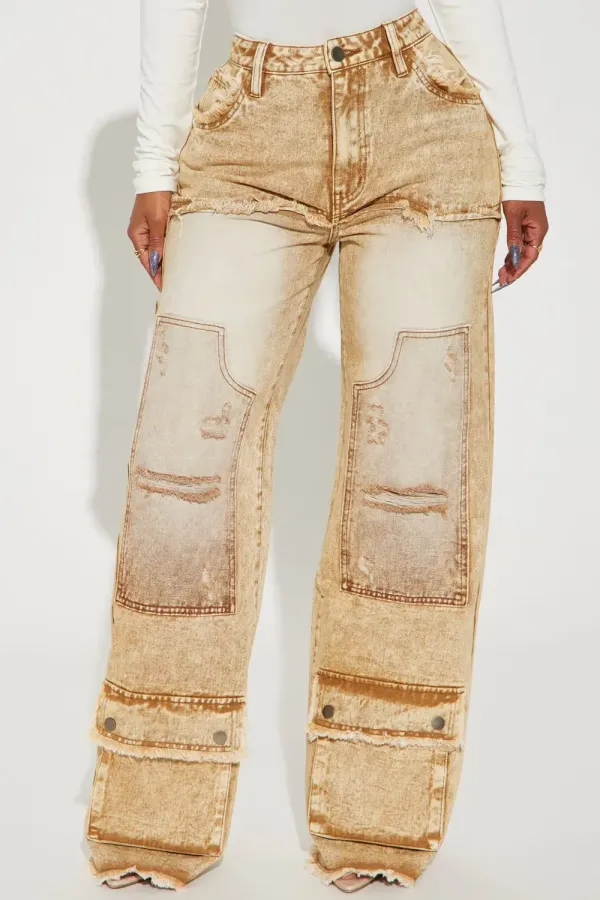 Ultimatum Utility Baggy Straight Leg Jeans - Brown