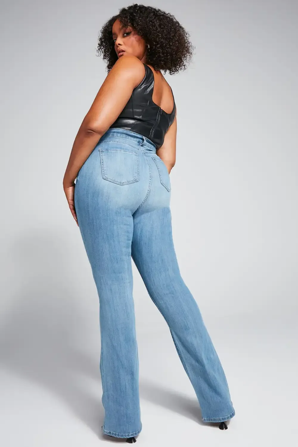 Tall Jessie Mid Rise Distressed Bootcut Jean - Light Blue Wash
