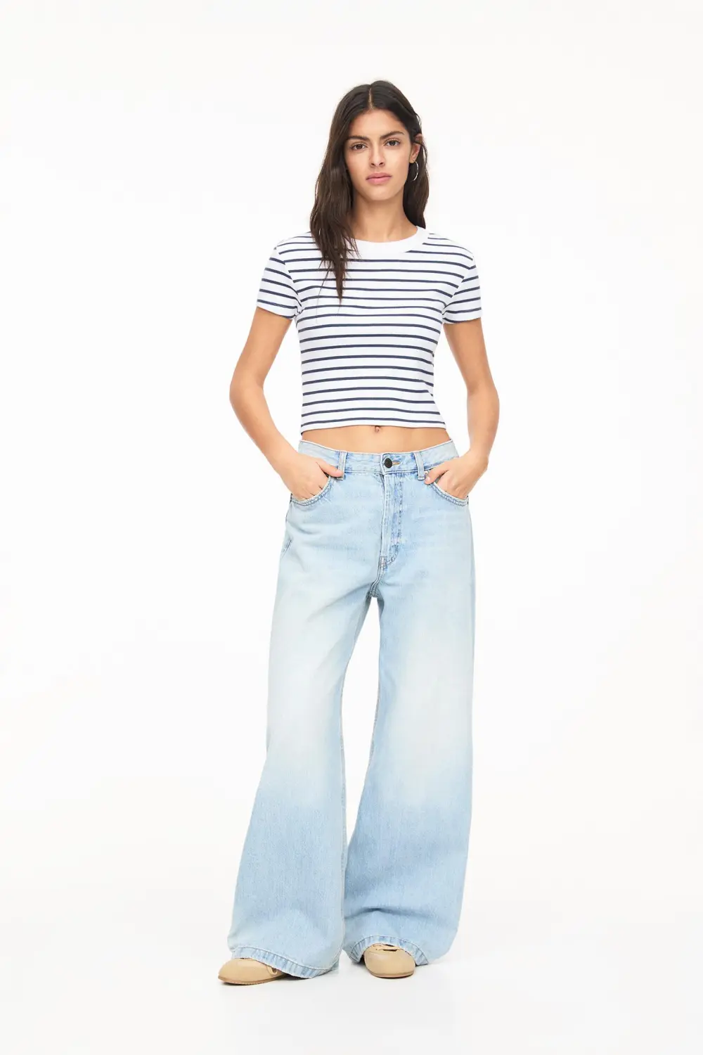 Camiseta cropped canalé