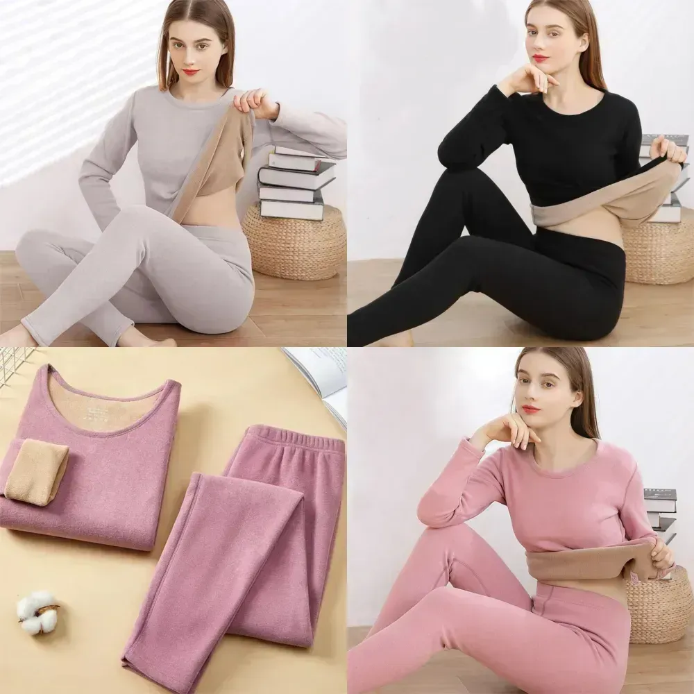 Winter Thermal Underwear Double Layer Warm Lingerie Suit