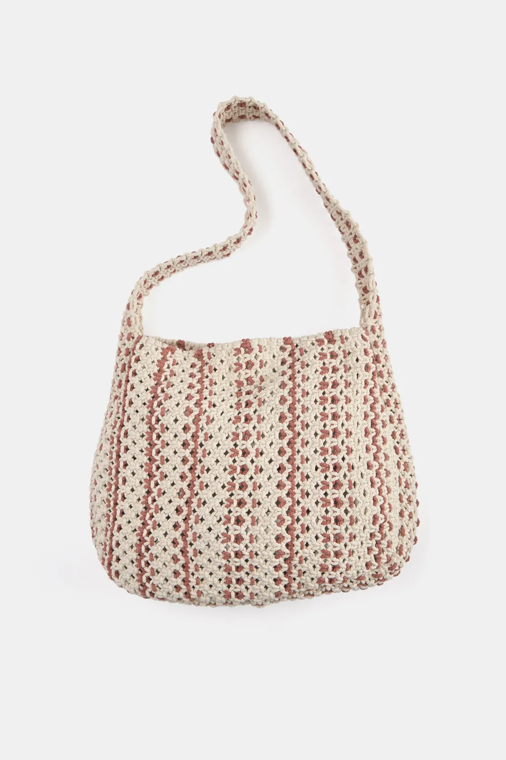 Bolso shopper rayas macramé