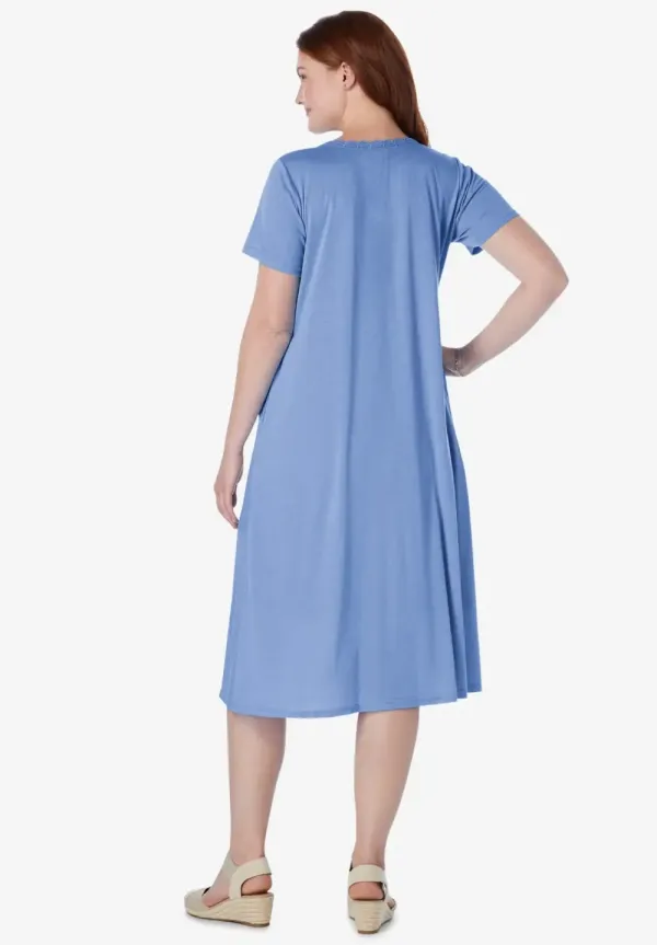 Embroidered Lace Bib Knit Dress