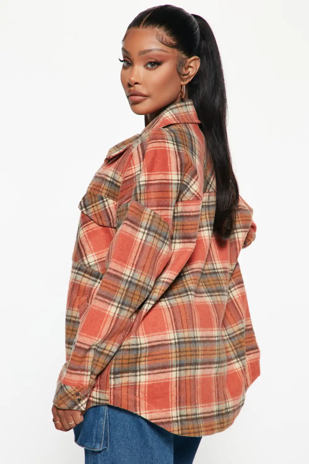 The Way It Is Plaid Shacket - Rust