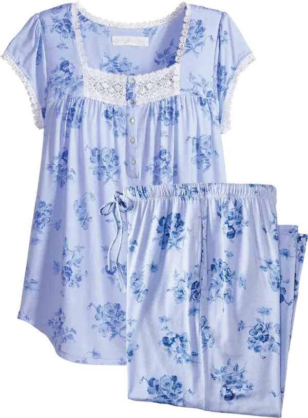 Eileen West Pretty Pansies Modal Capri Pajama Set