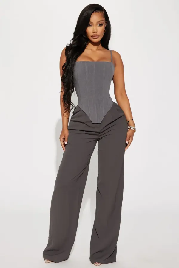 A Jackpot Corset Top - Grey