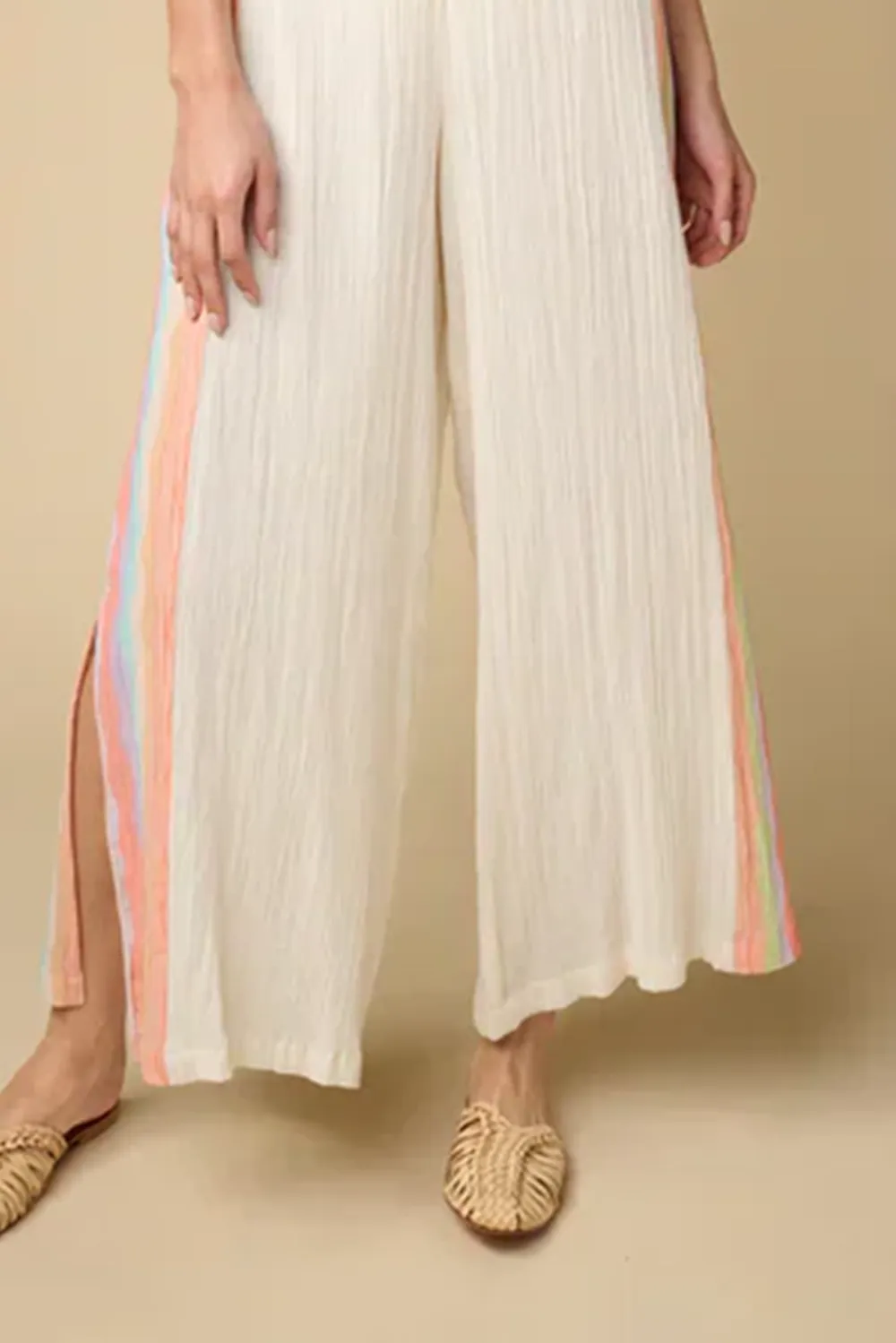 White And Pastel colored One Shoulder Crop Top And Maxi Skirt Set