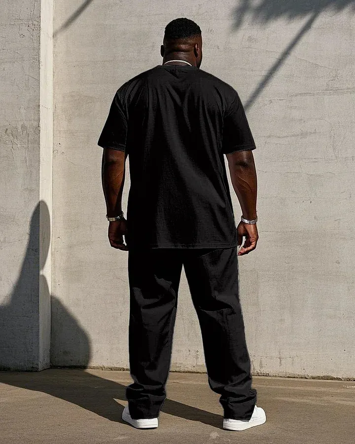 Big Men'S Solid Color 7 Color Short Sleeve T-Shirt Trousers Set