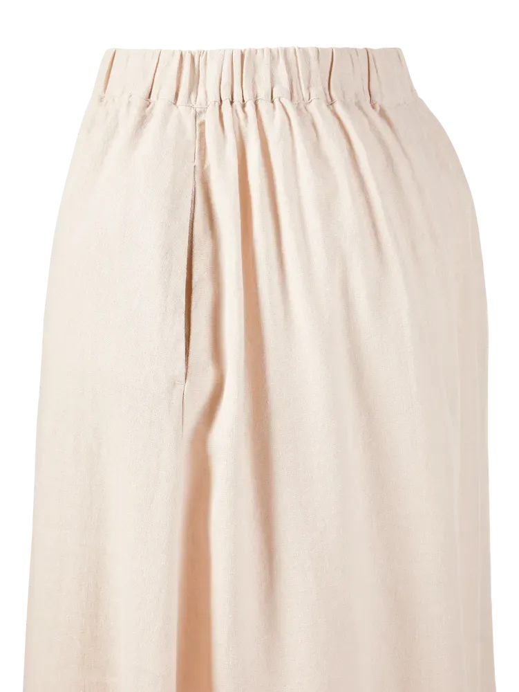 Linen-Blend Midi Skirt With Pockets