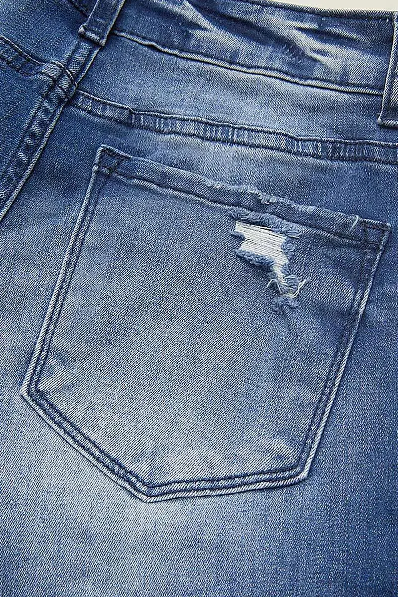 Cut Out Raw Hem High Rise Crop Jeans