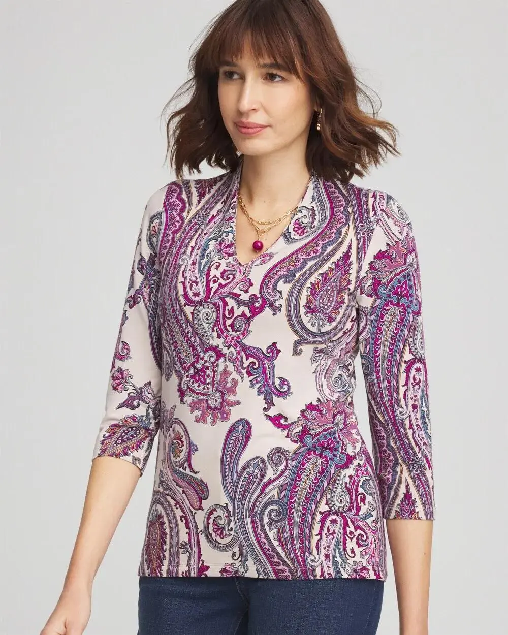 Touch of CoolTM Paisley 3/4 Sleeve Tee