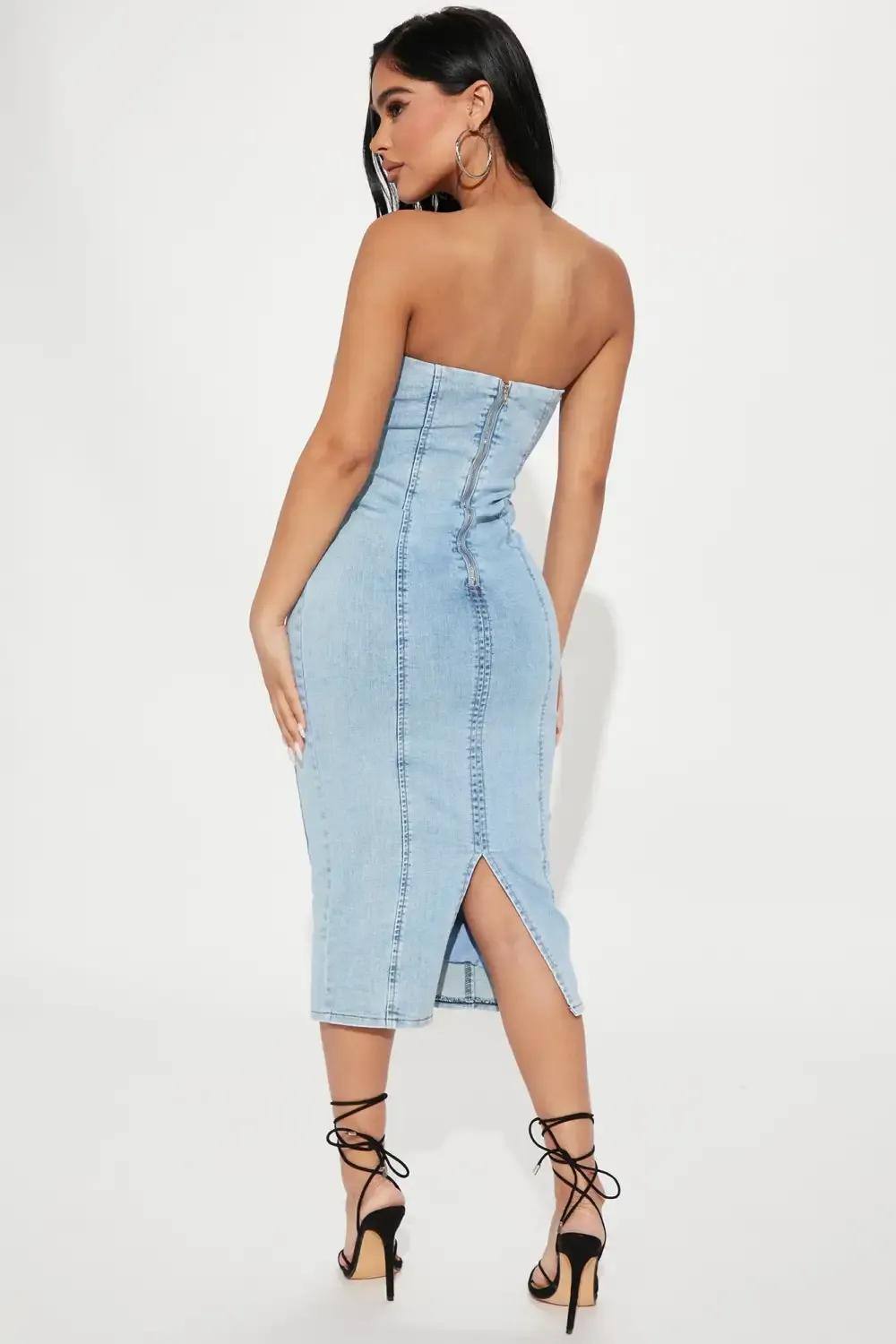 Hottie Denim Midi Dress - Light Wash