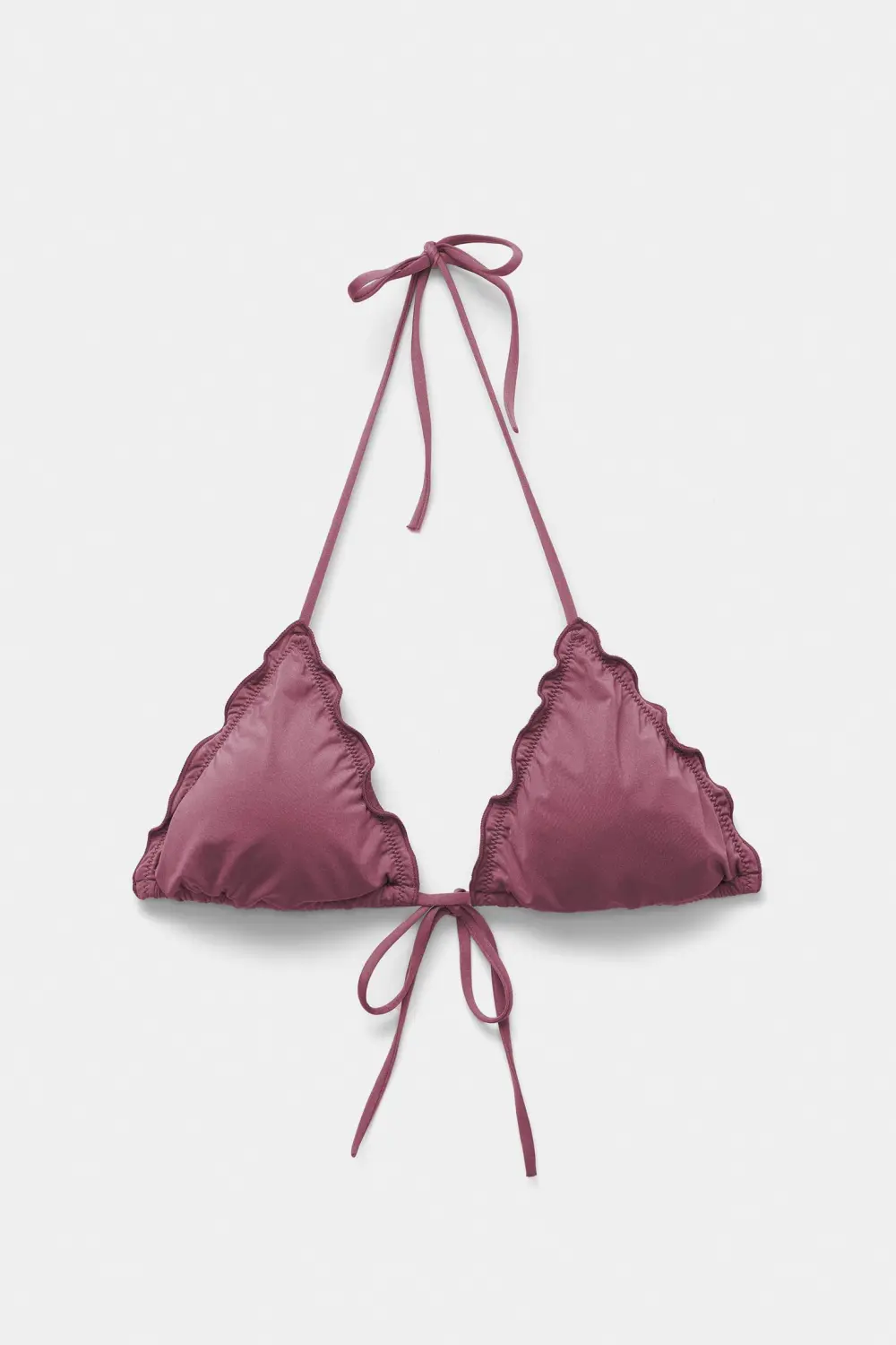 Ruffled triangle bikini top