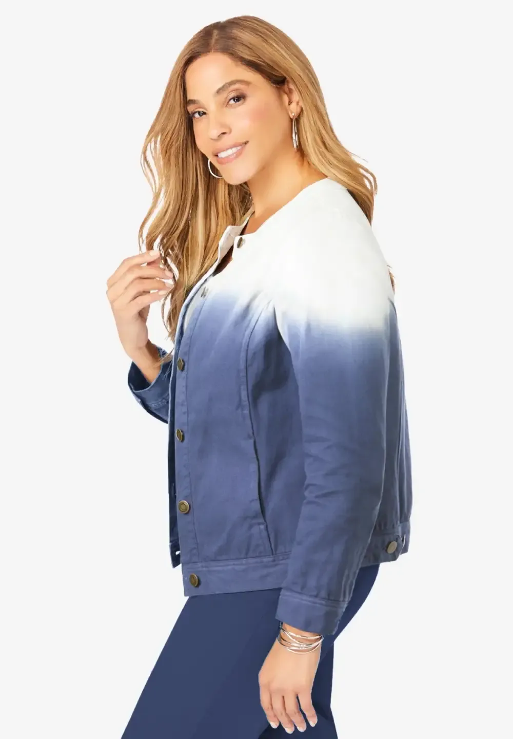 Collarless Denim Jacket