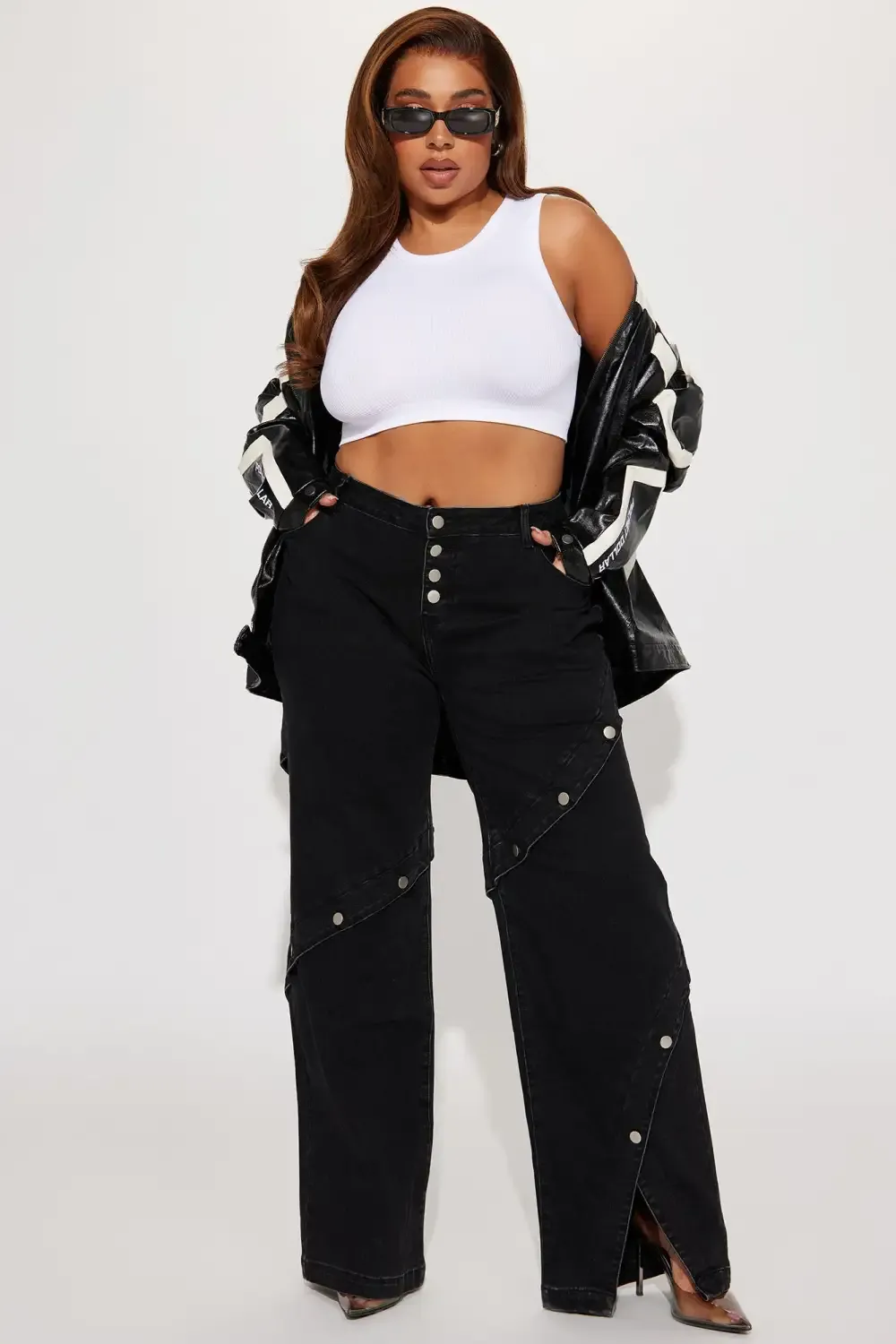 Upgrade You Stretch Wide Leg Jean - Black