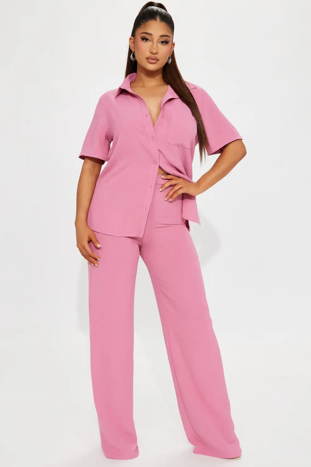 Makenzie Short Sleeve Pant Set - Mauve