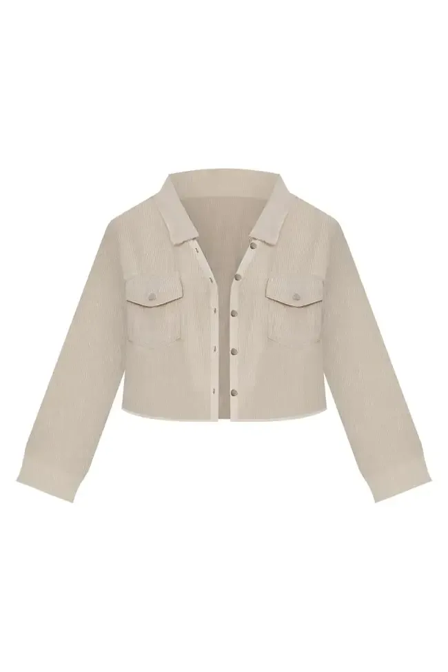 Need A Reason Stone Corded Raw Hem Jacket