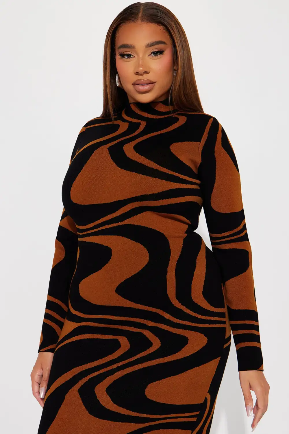 Azaria Sweater Midi Dress - Black/combo