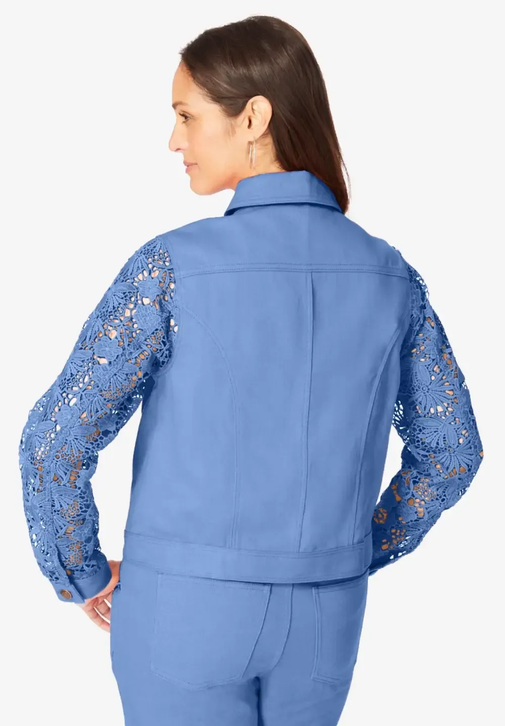 Lace Sleeve Denim Jacket