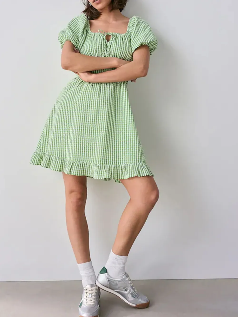 Fresh Bubble Sleeve Pure Cotton Dress