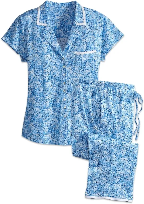 Eileen West Lilac Blossom Cotton and Modal Capri Pajama Set