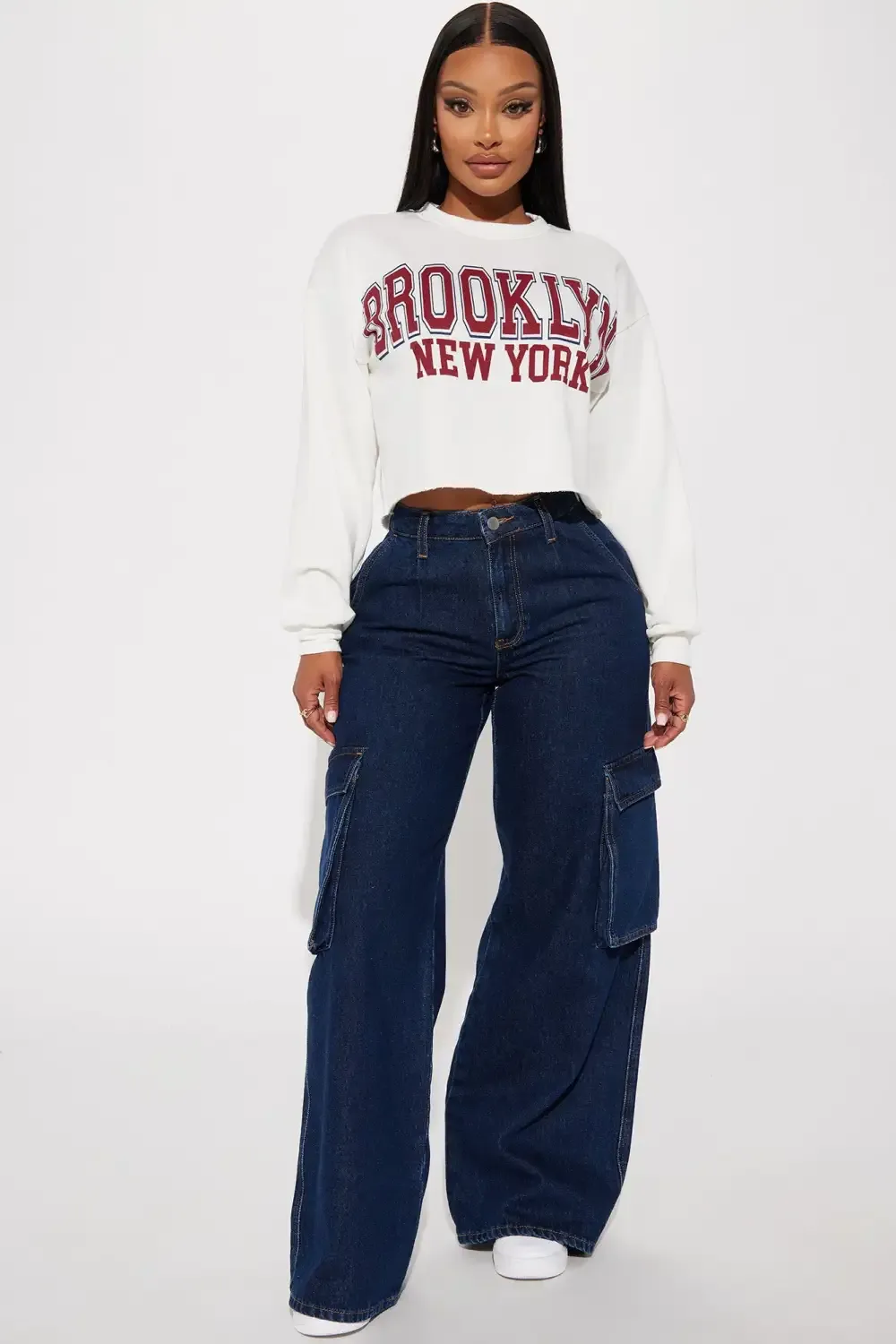 Hide The Goods Baggy Cargo Jeans - Dark Wash