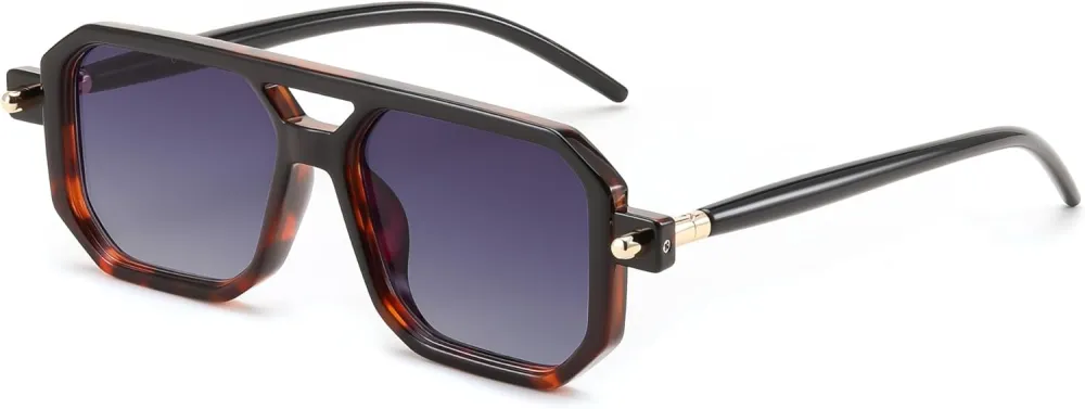 FEISEDY Vintage Square 70s Flat Aviator Sunglasses Women Men Classic Retro Stylish Frame UV400 Sunglasses B2622