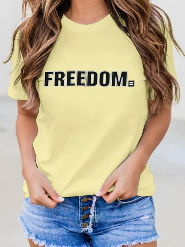 Freedom T-Shirt Pure Cotton Round-Neck Short-Sleeved Shirt