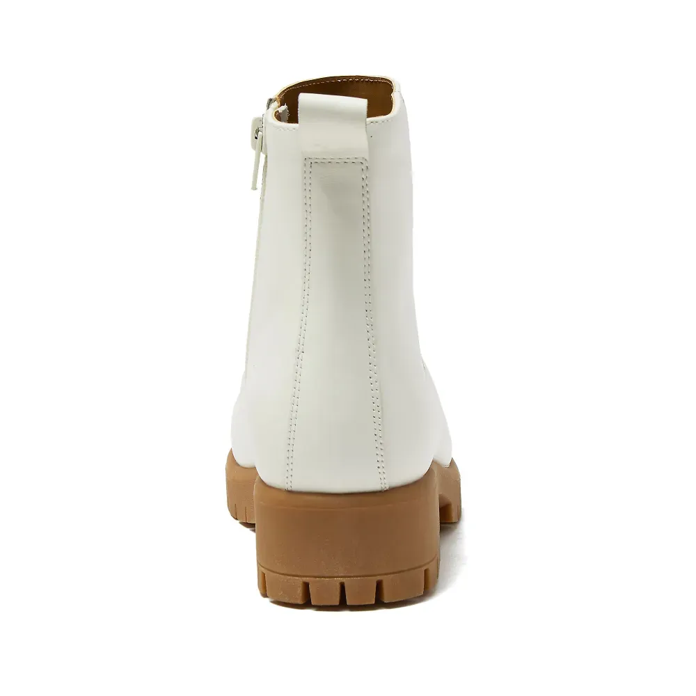 Women's Zip Up Leather Lug Boots