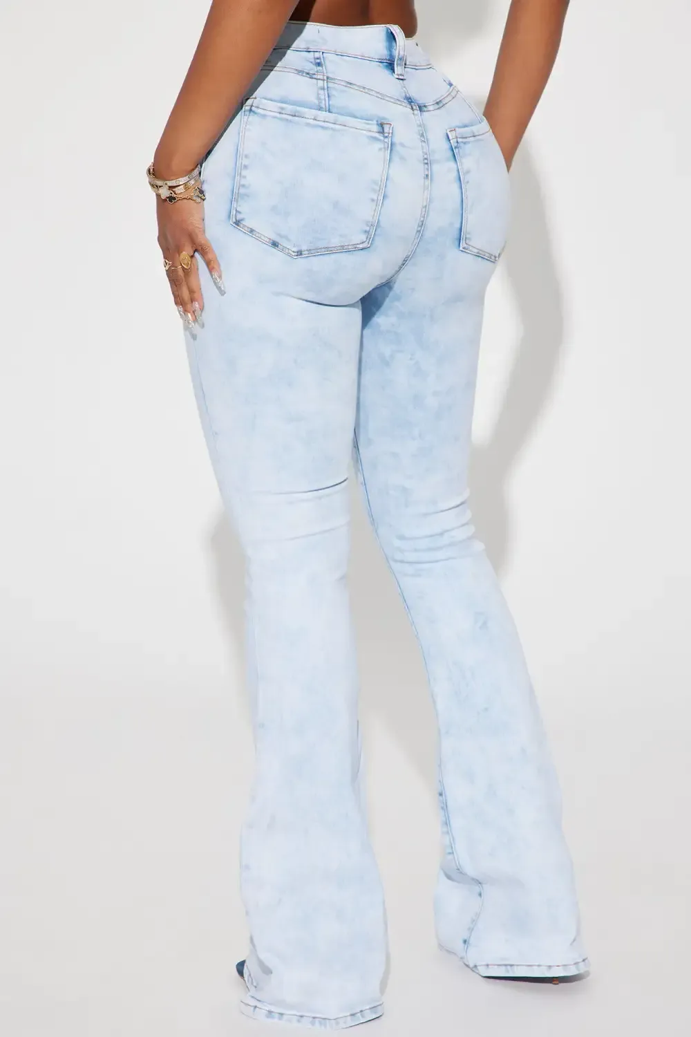 Walk The Walk High Rise Flare Jeans - Bleach Blue Wash