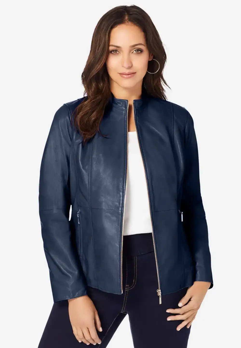 Zip Front Leather Jacket