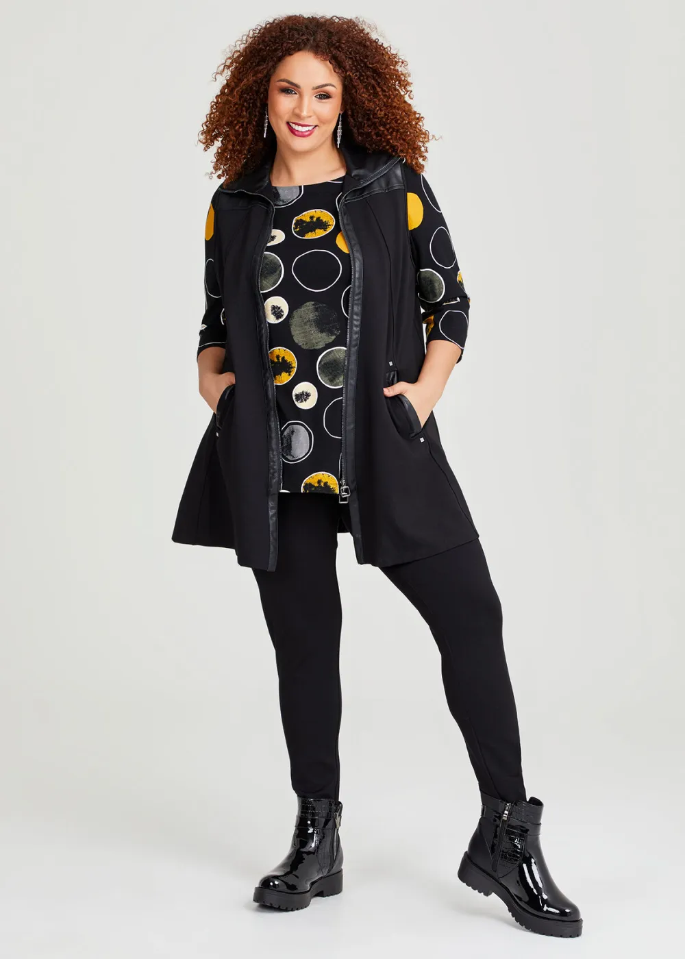 Zip Bamboo Ponte & Faux Leather Vest