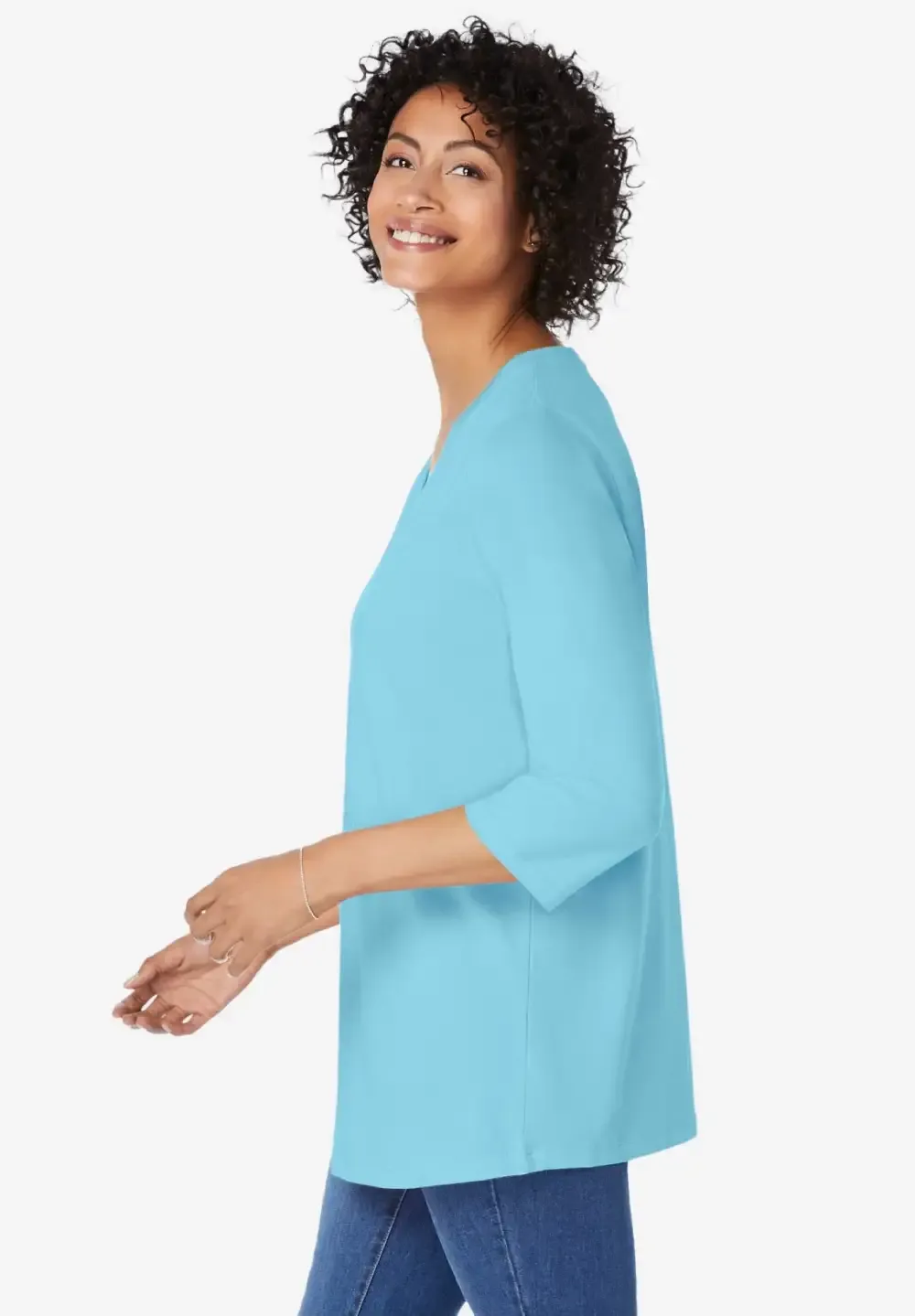 Perfect Three-Quarter Sleeve V-Neck Tunic