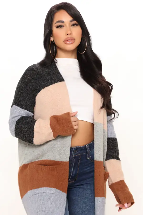Common Interests Colorblock Cardigan - Black/combo