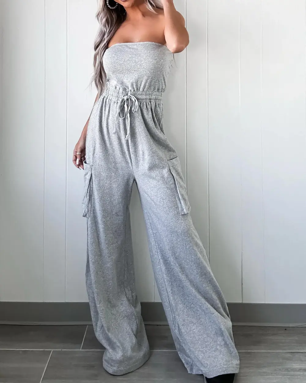 Cargo Jumpsuit - Heather Grey